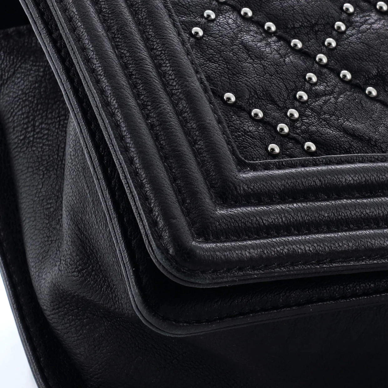 Boy Flap Bag Studded Quilted Distressed Calfskin Old Medium - Deep Luxury