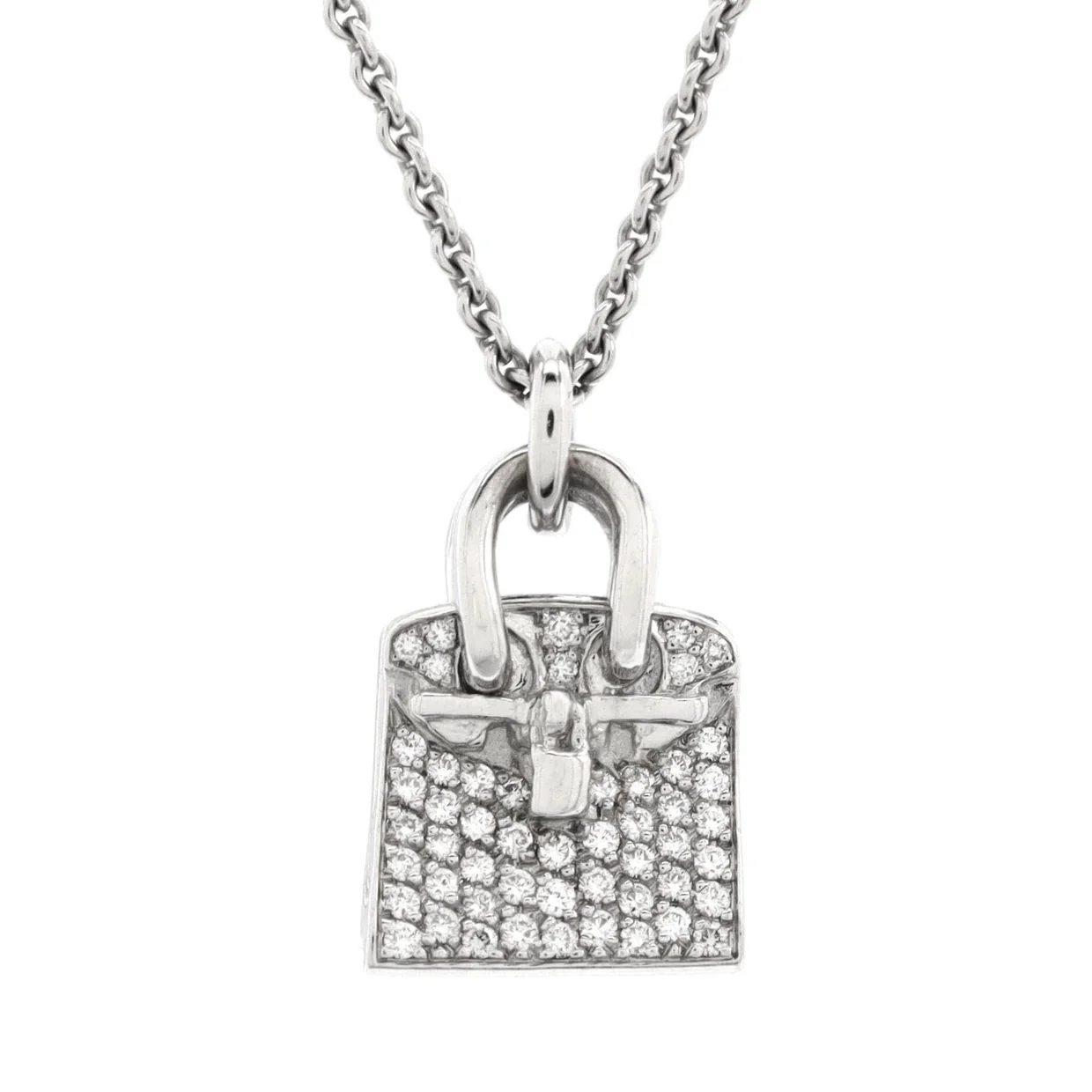Birkin Amulette Pendant Necklace 18K White Gold and Diamonds - Deep Luxury