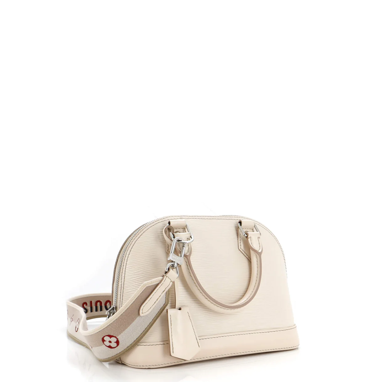 Alma Handbag Epi Leather with Logo Jacquard Strap BB - Deep Luxury