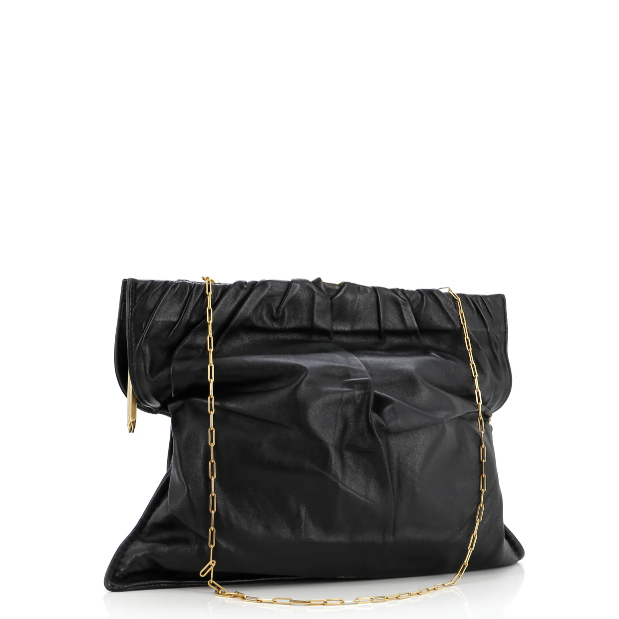 Clasp Ruched Flap Bag Leather Medium - Deep Luxury