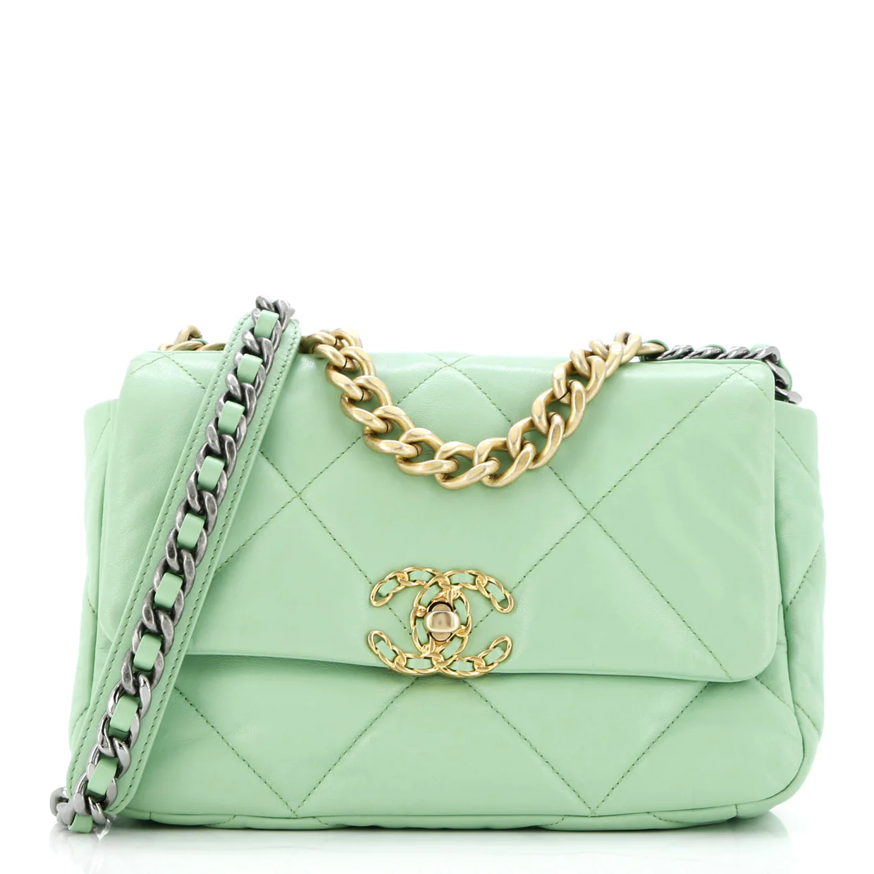 19 Flap Bag Quilted Leather Medium - Deep Luxury
