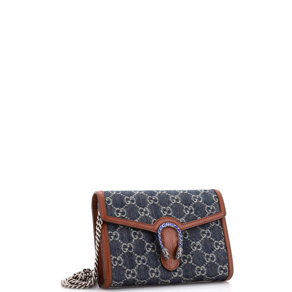 Dionysus Chain Wallet GG Denim Small - Deep Luxury