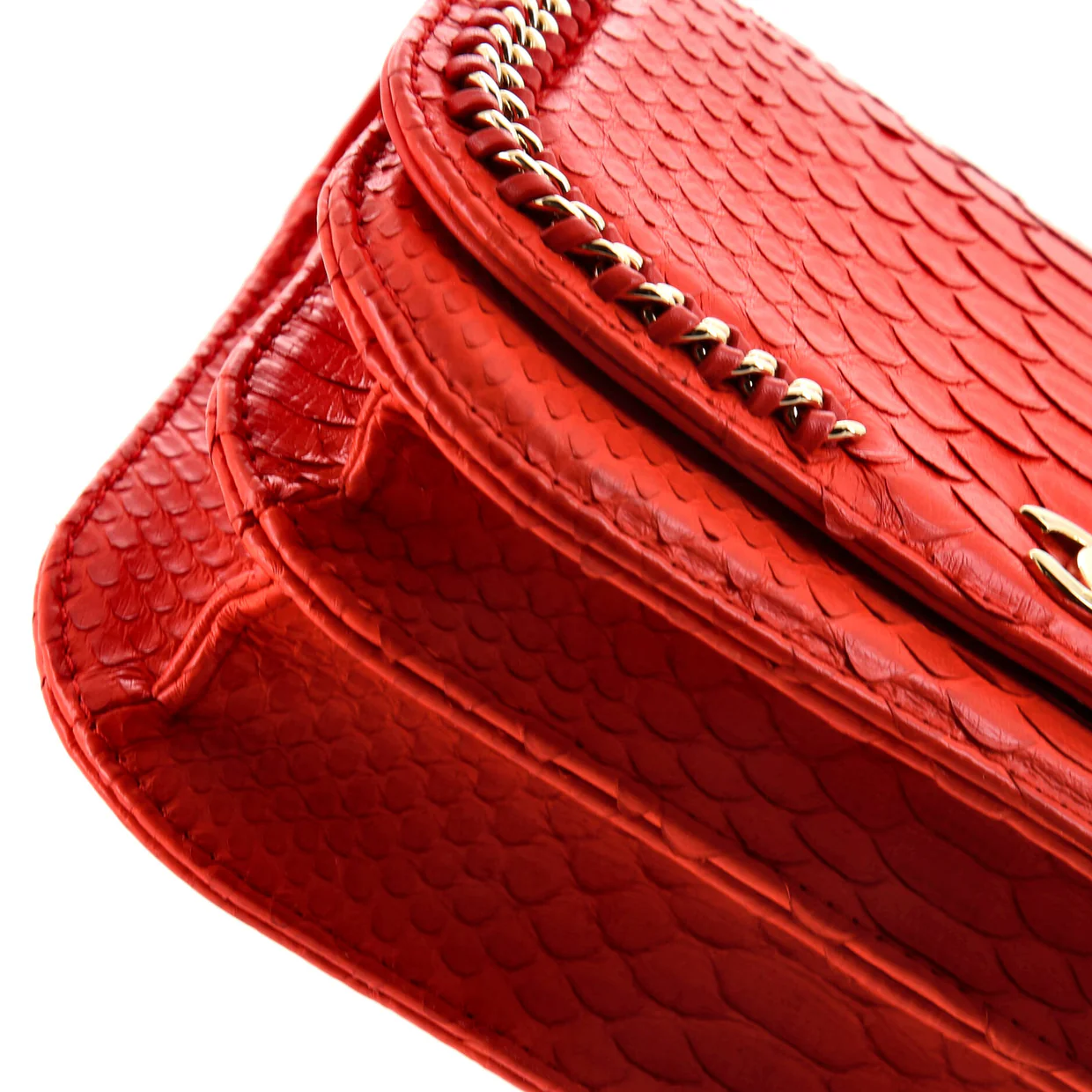 Braided Chic Flap Bag Python Small - Deep Luxury