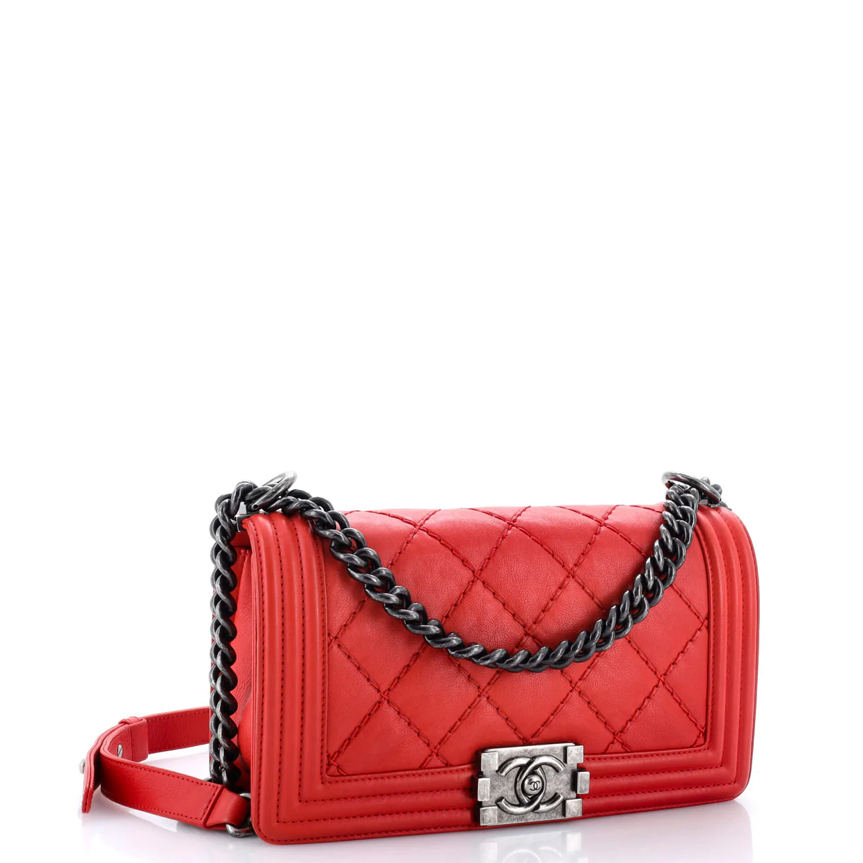 Stitch Boy Flap Bag Quilted Calfskin Old Medium - Deep Luxury