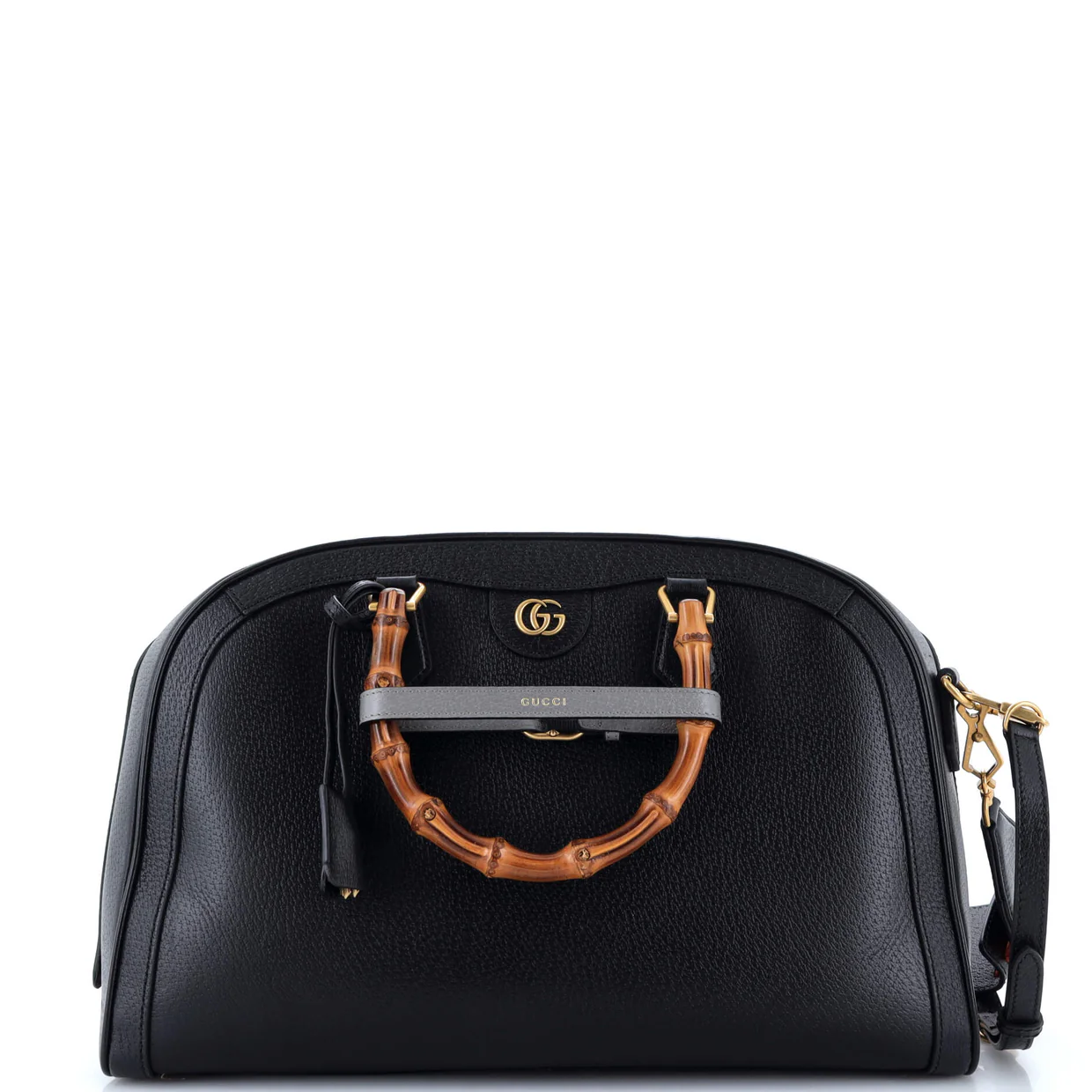 Diana NM Bamboo Handle Duffle Bag Leather Medium - Deep Luxury