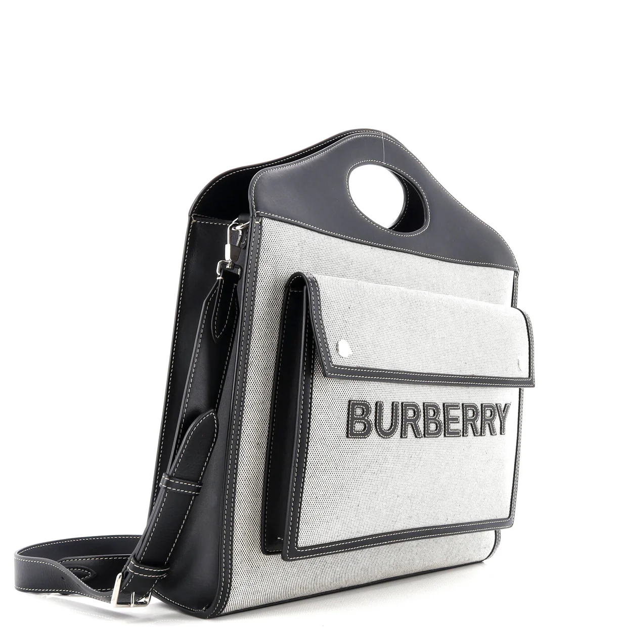 Logo Pocket Tote Canvas with Leather Medium - Deep Luxury