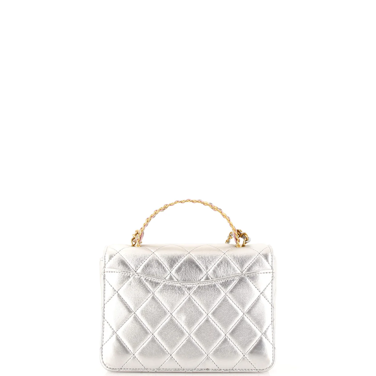 Logo Links Top Handle Flap Bag Quilted Calfskin Mini - Deep Luxury