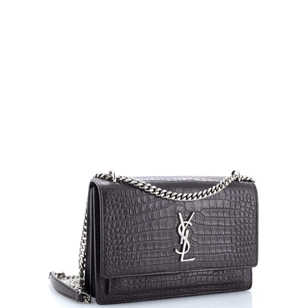 Sunset Crossbody Bag Crocodile Embossed Leather Medium - Deep Luxury