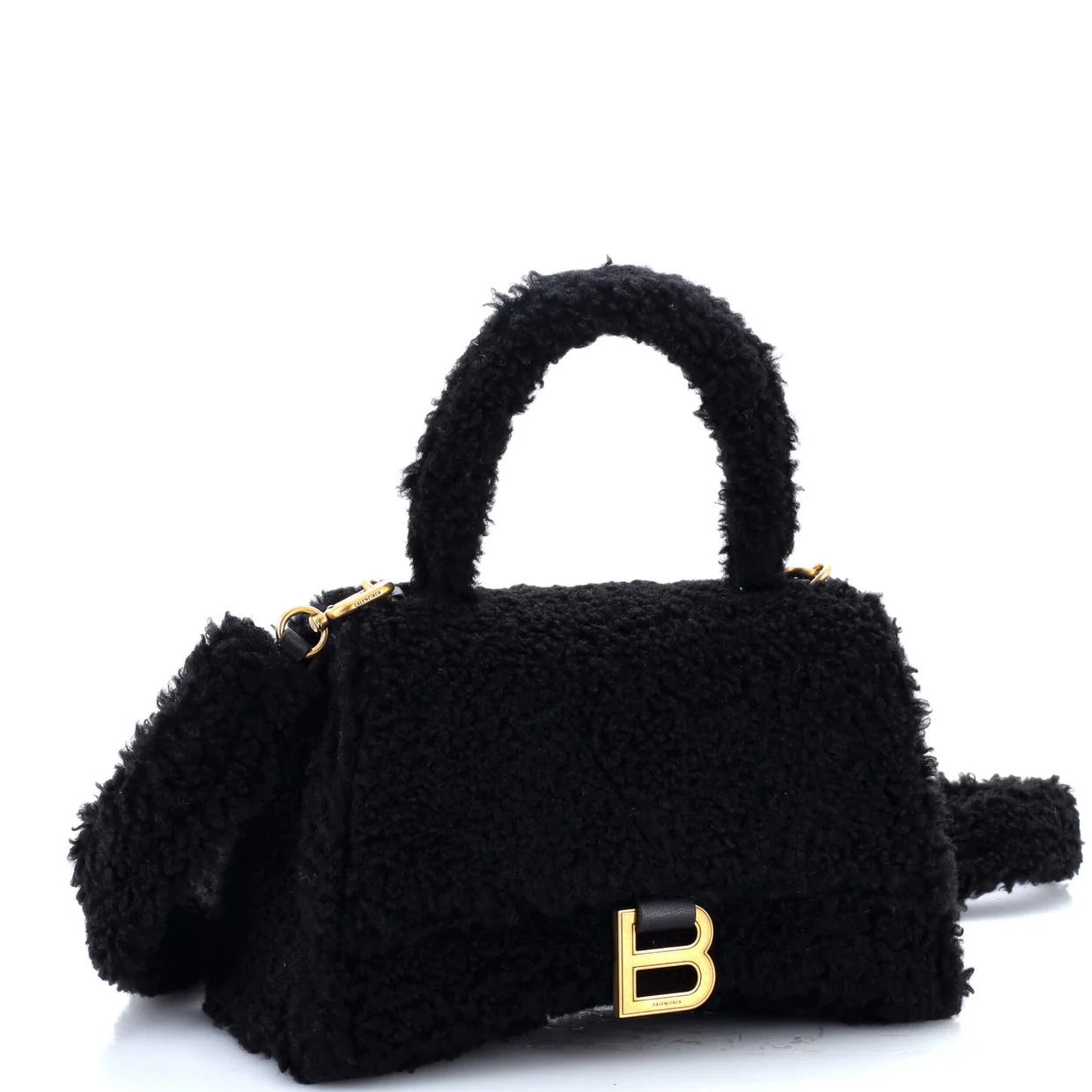 Fluffy Hourglass Top Handle Bag Faux Fur Small - Deep Luxury