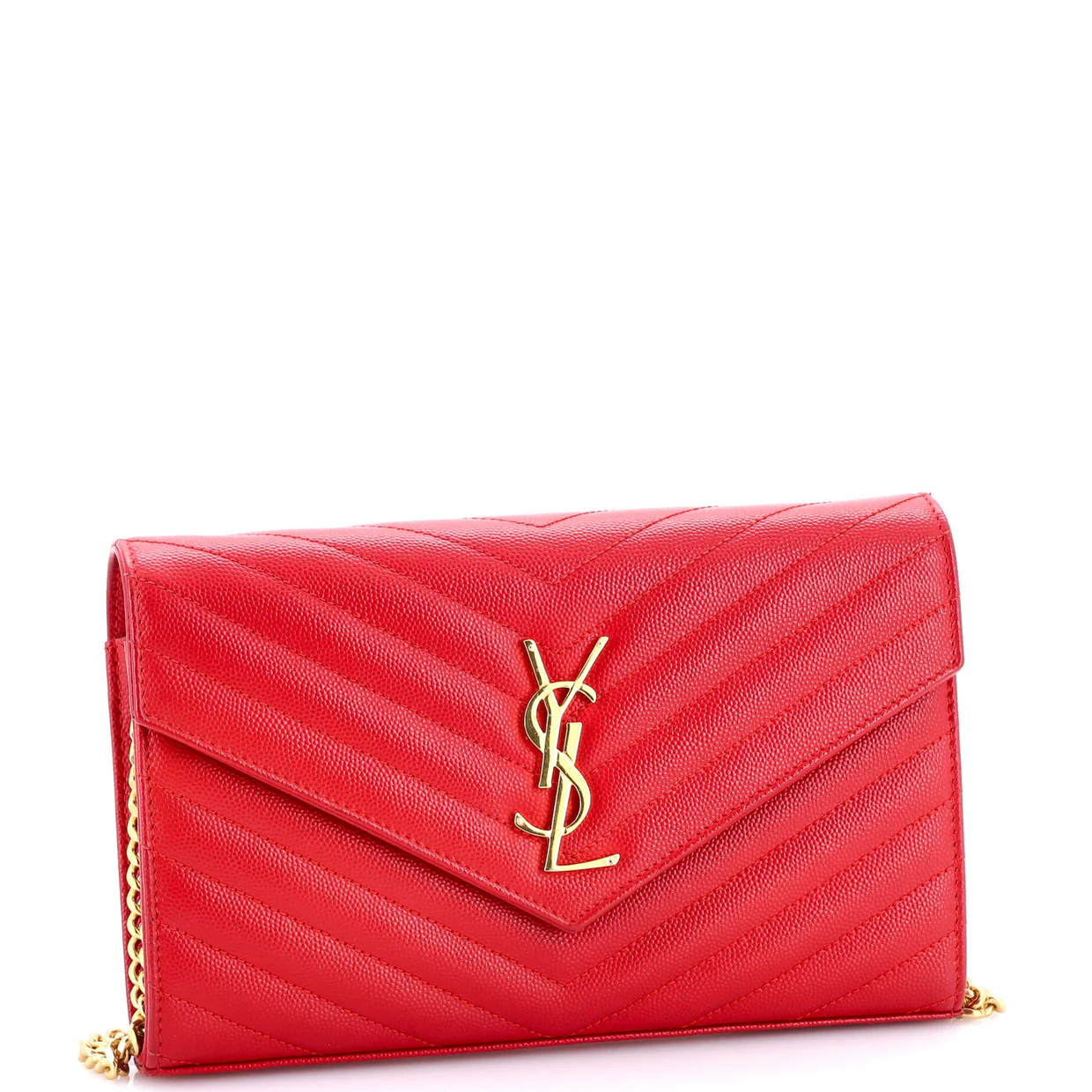 Classic Monogram Wallet on Chain Matelasse Chevron Leather Medium - Deep Luxury