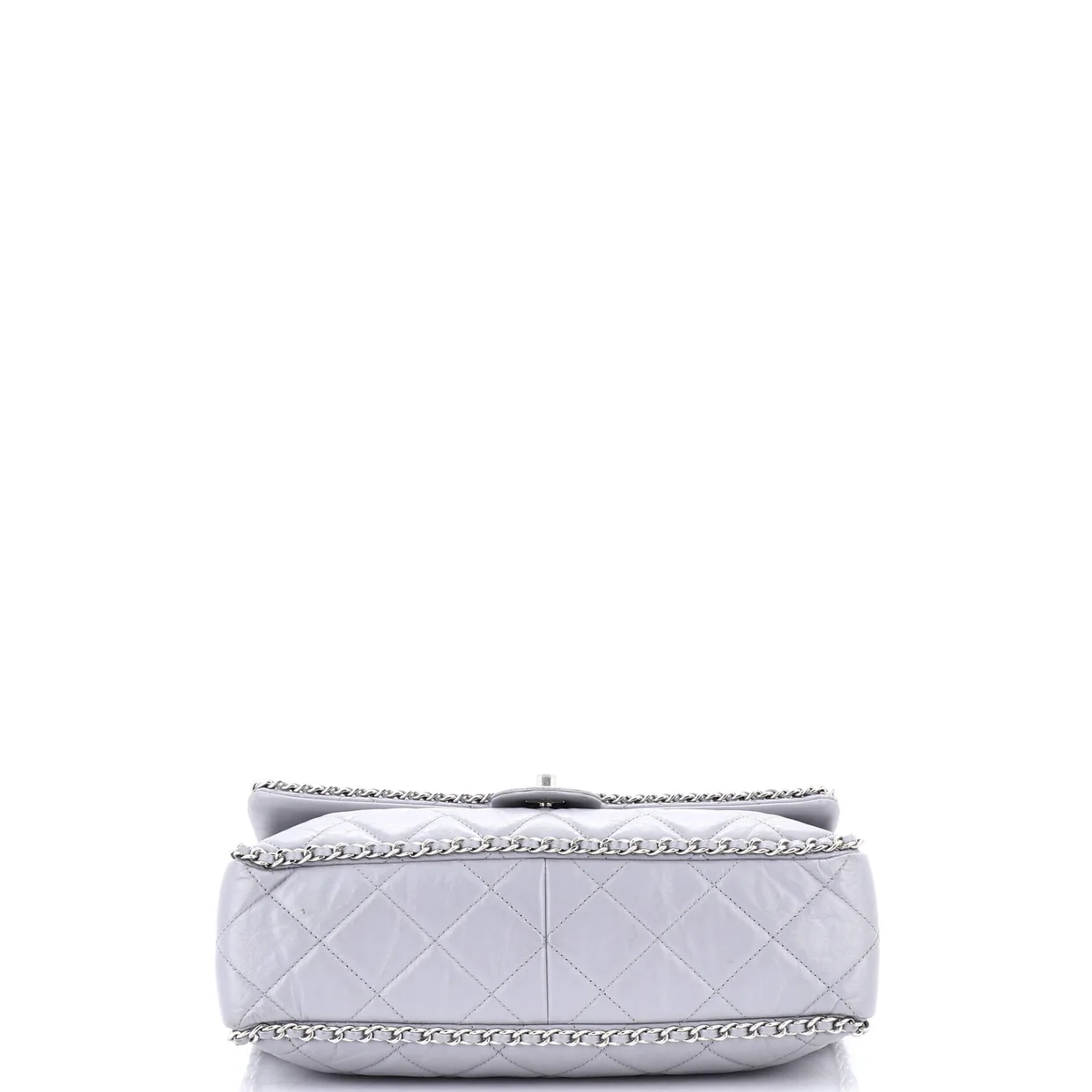 Running Chain Around Flap Bag Quilted Crumpled Calfskin Large - Deep Luxury