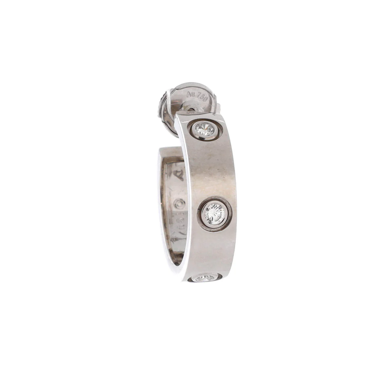 Love 6 Diamonds Hoop Earrings 18K White Gold with Diamonds 5.5mm - Deep Luxury