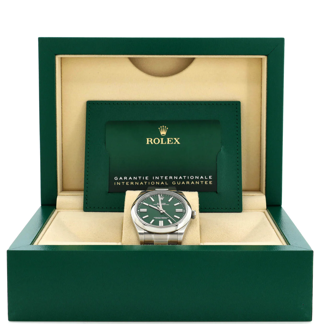 Oyster Perpetual Green Automatic Watch Stainless Steel 41 - Deep Luxury