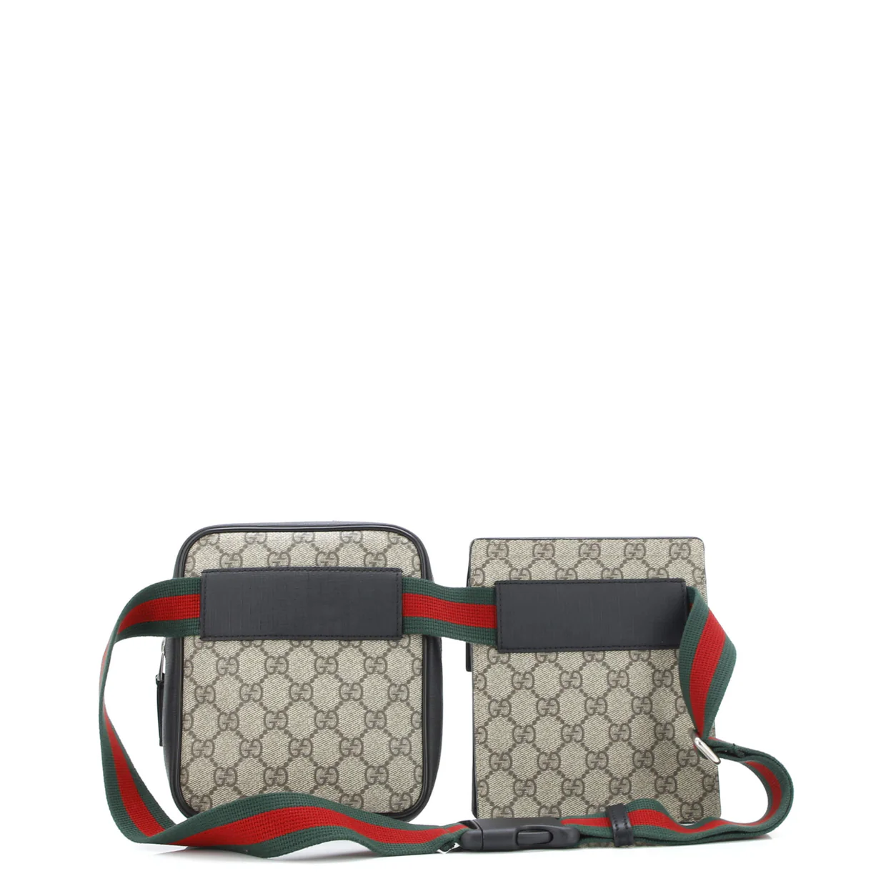 Double Web Belt Bag GG Coated Canvas with Leather - Deep Luxury