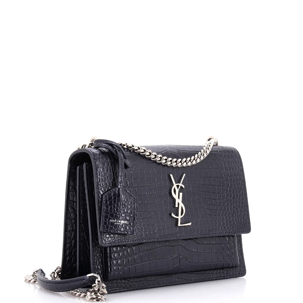 Sunset Crossbody Bag Crocodile Embossed Leather Medium - Deep Luxury