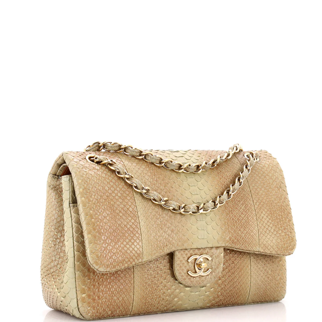 Classic Double Flap Bag Python Jumbo - Deep Luxury