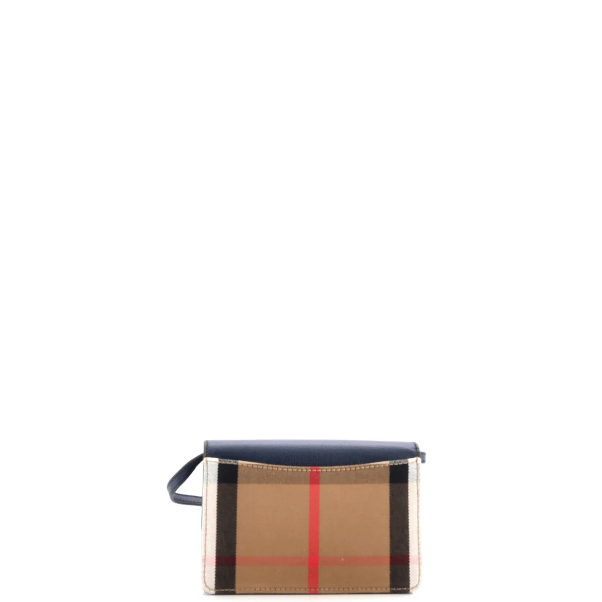 Hampshire Wallet on Strap Leather and House Check Canvas - Deep Luxury