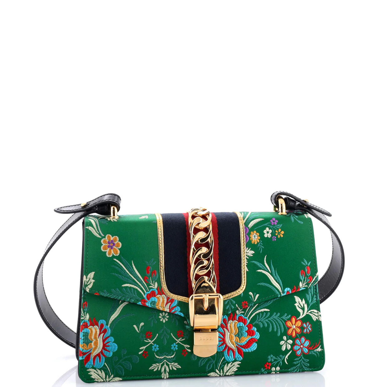 Sylvie Shoulder Bag Floral Jacquard Small - Deep Luxury