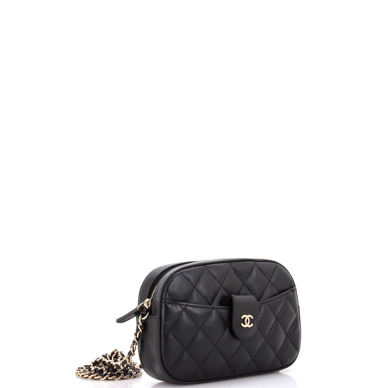 Slip Pocket Camera Case Bag Quilt Lambskin Mini - Deep Luxury