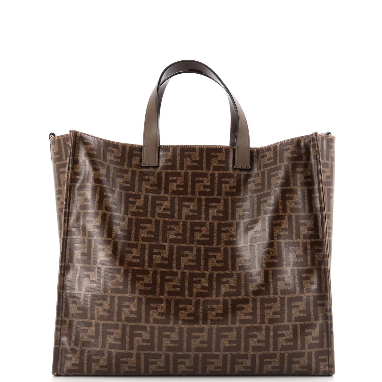 Mania Logo Shopper Tote Zucca Coated Canvas Large - Deep Luxury
