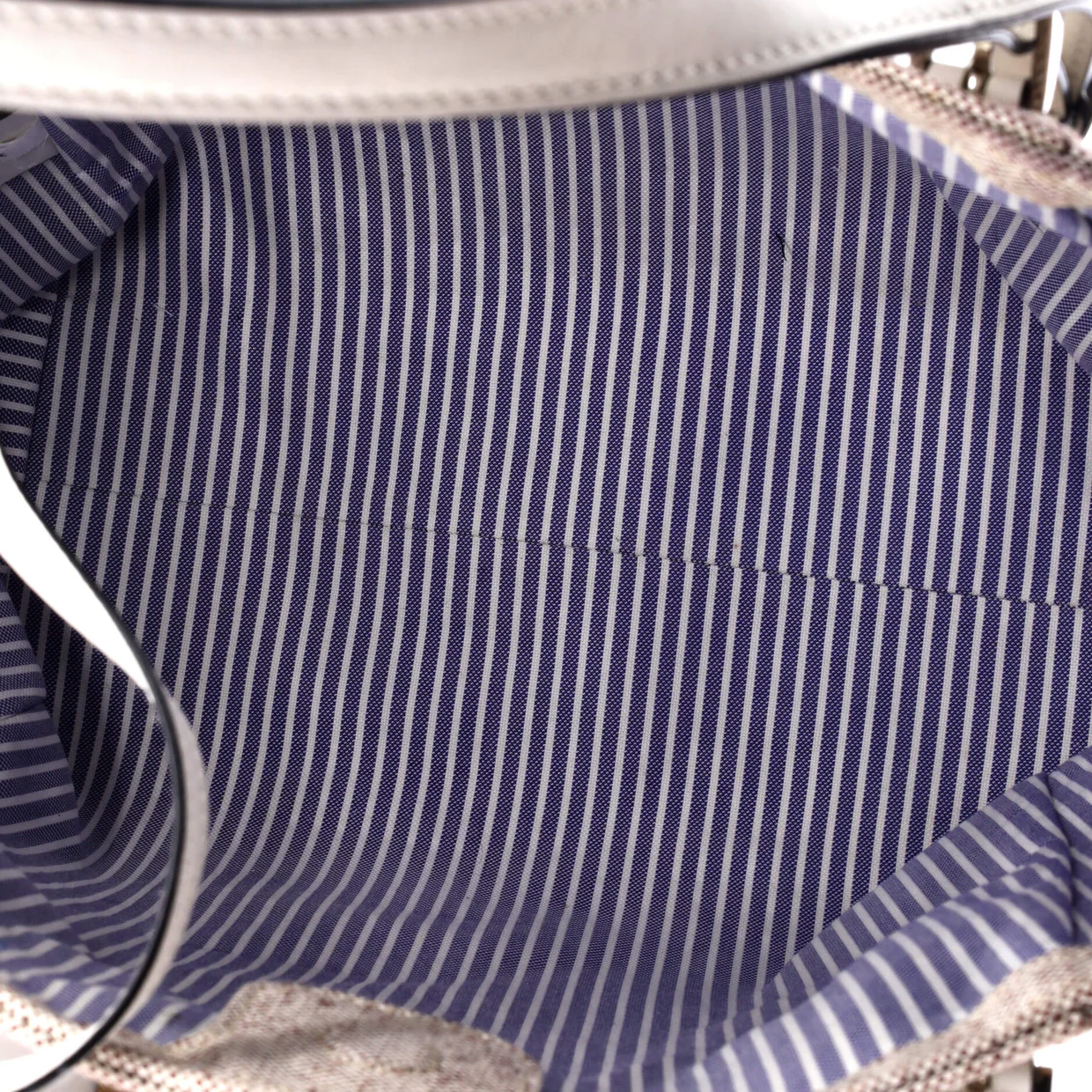 Logo Stripe Shopper Tote Canvas and Leather - Deep Luxury