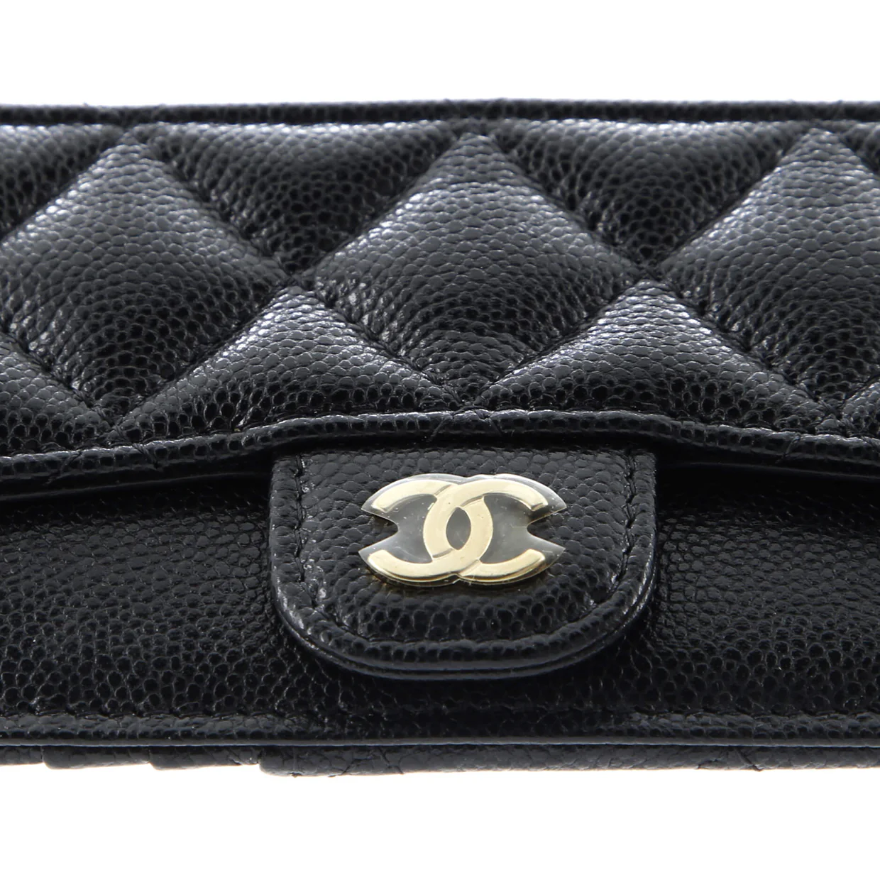 Flap Zip Card Holder Quilted Caviar - Deep Luxury