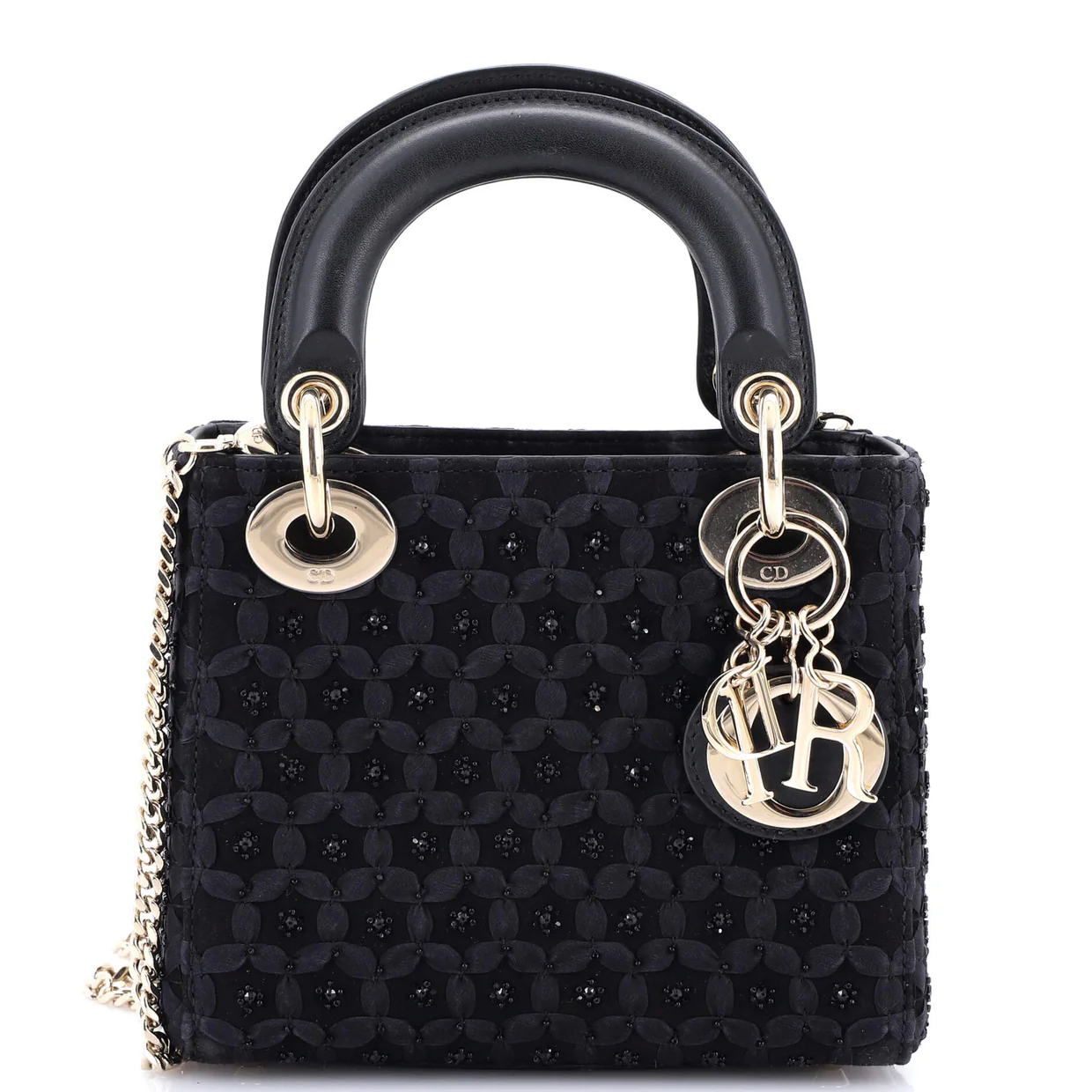 Lady Dior Chain Bag Embellished Satin Mini - Deep Luxury