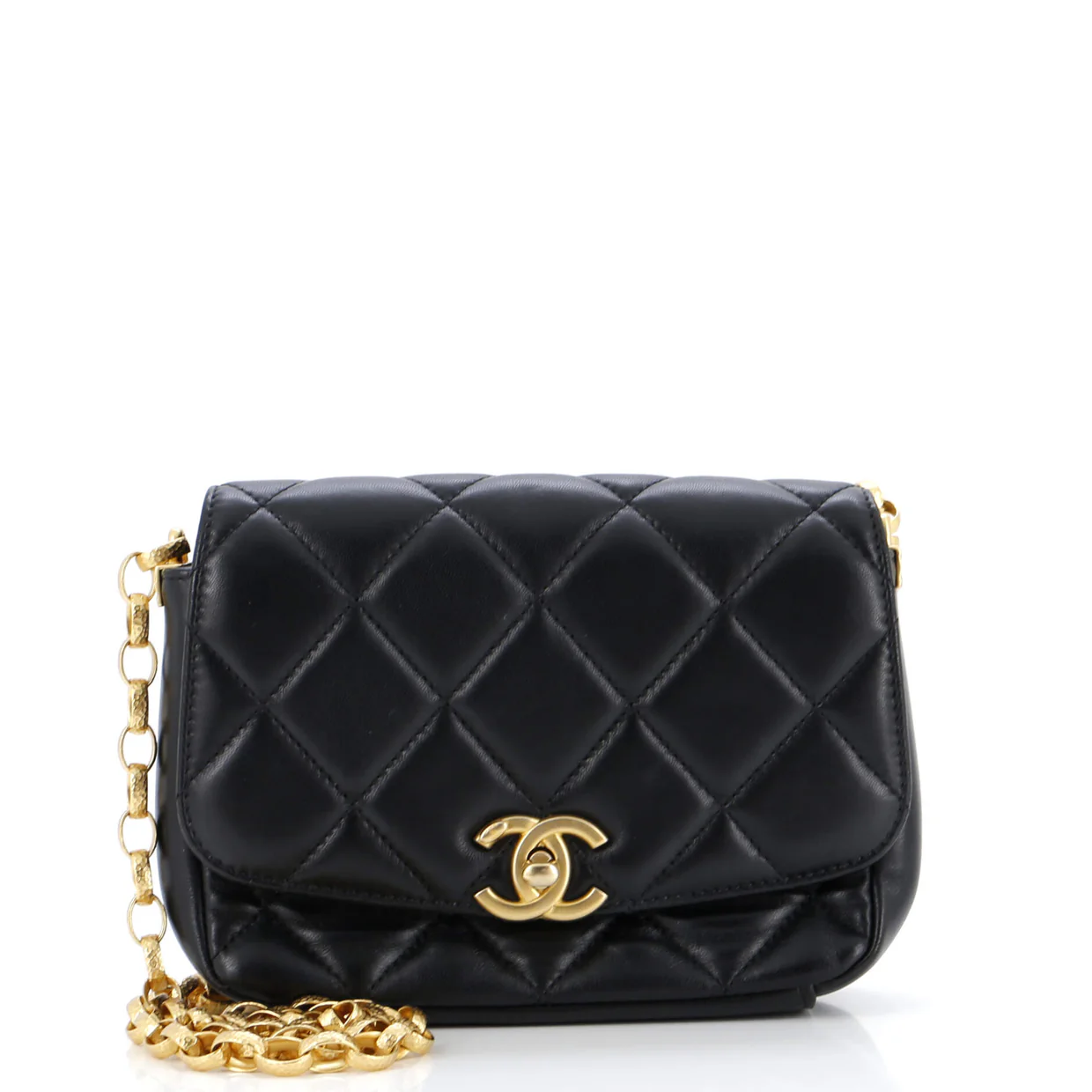 CC Coin Chain Flap Bag Quilted Lambskin Small - Deep Luxury