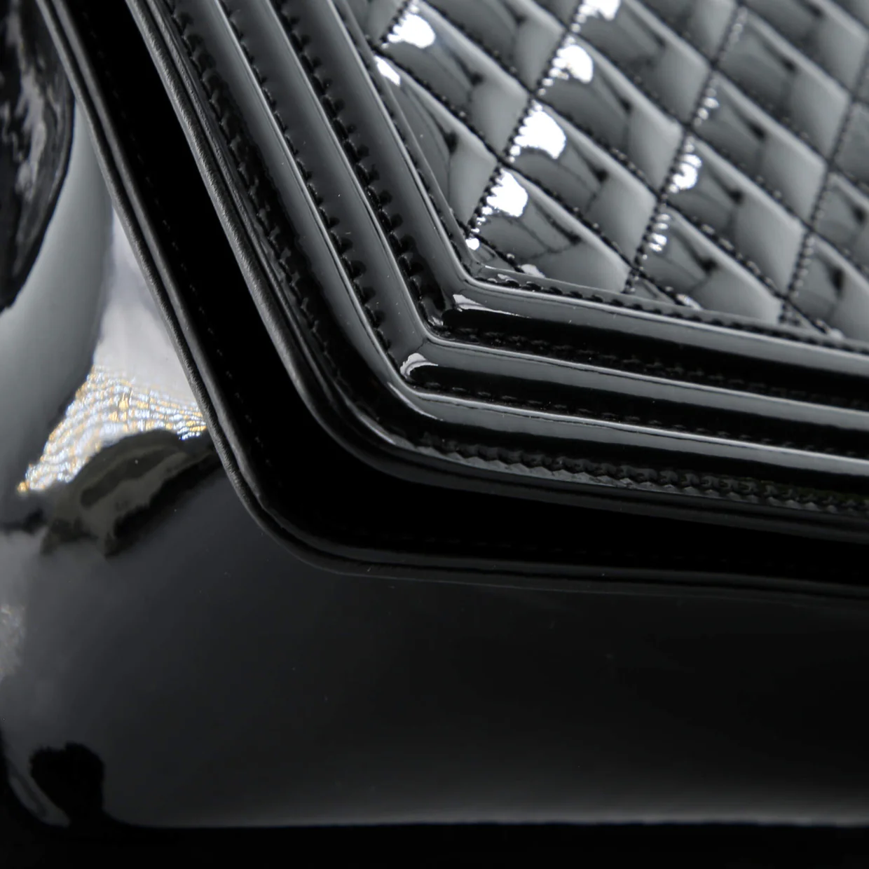 Boy Flap Bag Quilted Plexiglass Patent New Medium - Deep Luxury