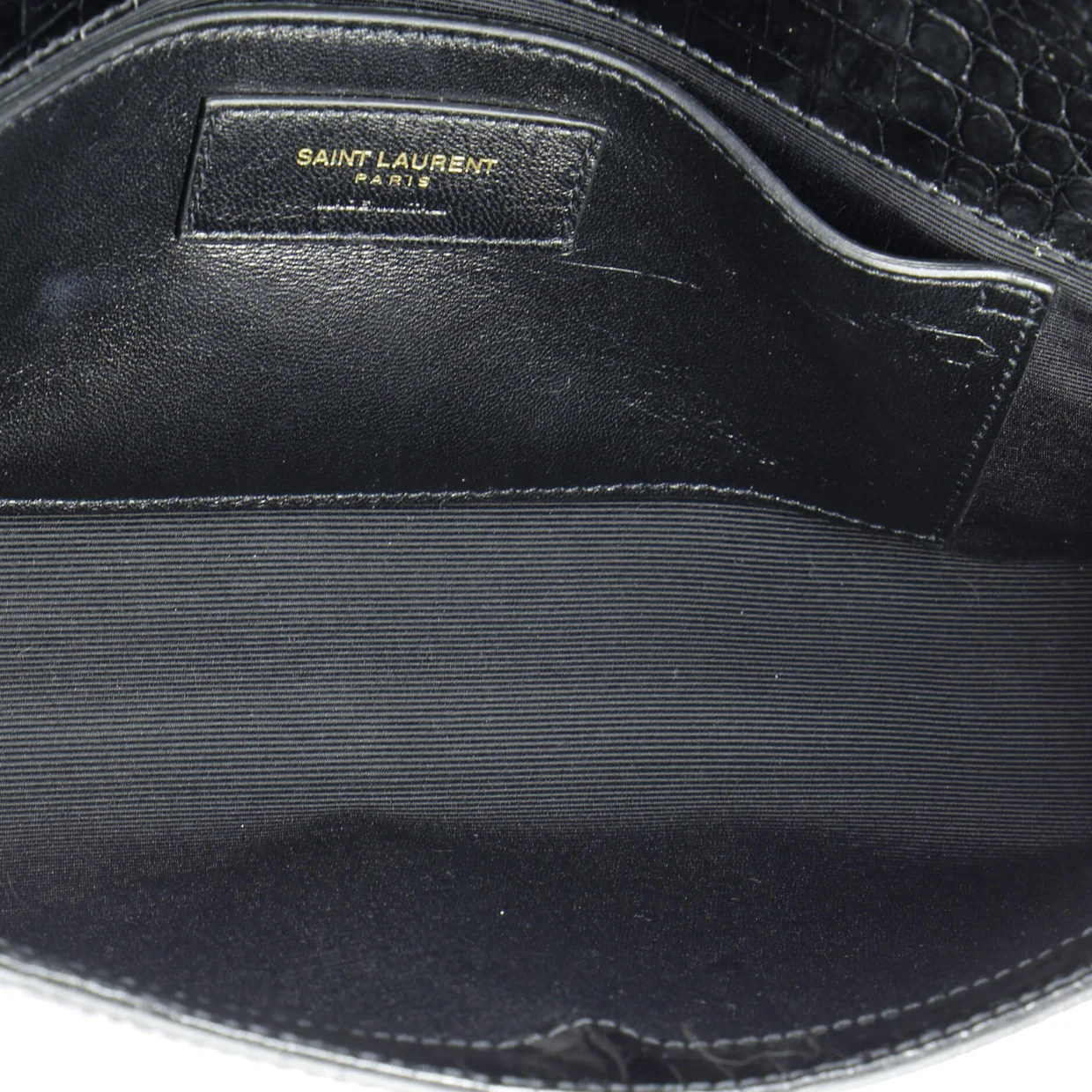 Classic Monogram Tassel Clutch Crocodile Embossed Leather Long - Deep Luxury