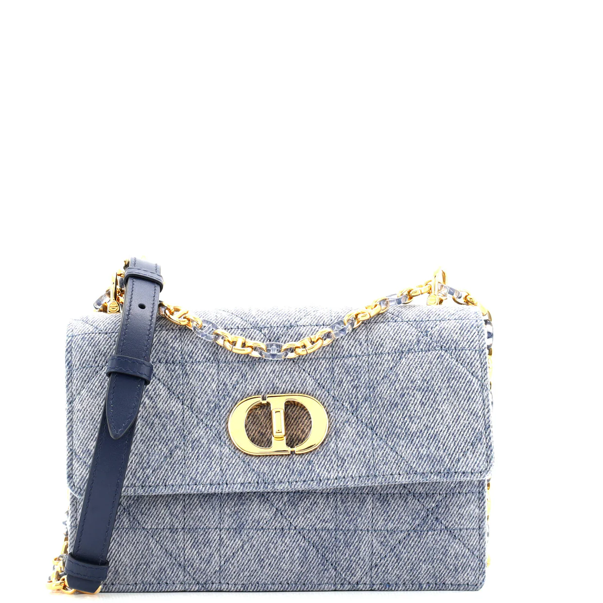 Miss Caro Flap Bag Cannage Quilt Denim Mini - Deep Luxury