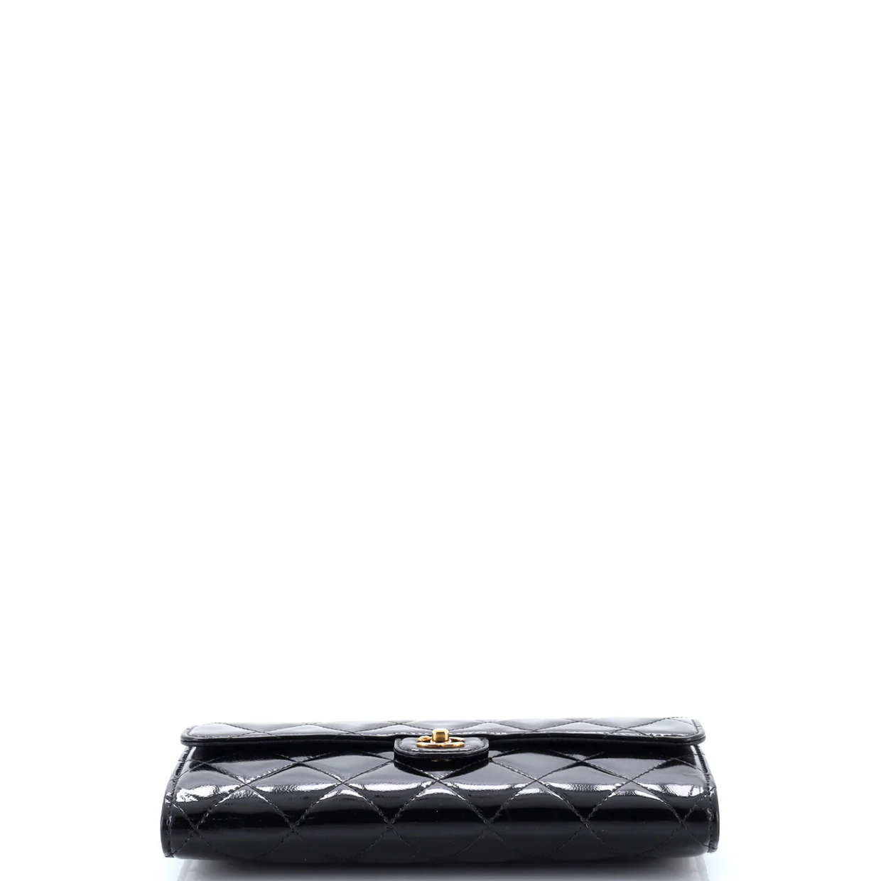CC Eyelet Chain Clutch Quilted Patent - Deep Luxury