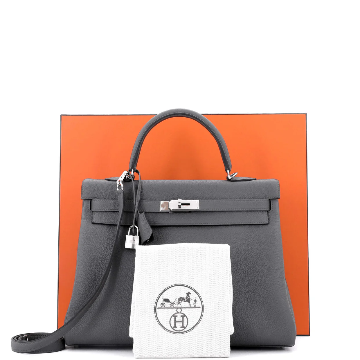 Kelly Handbag Grey Togo with Palladium Hardware 35 - Deep Luxury