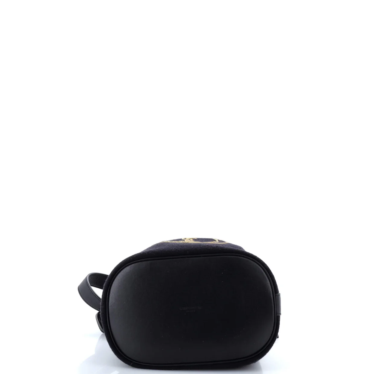 Rive Gauche Drawstring Bucket Bag Embroidered Wool - Deep Luxury