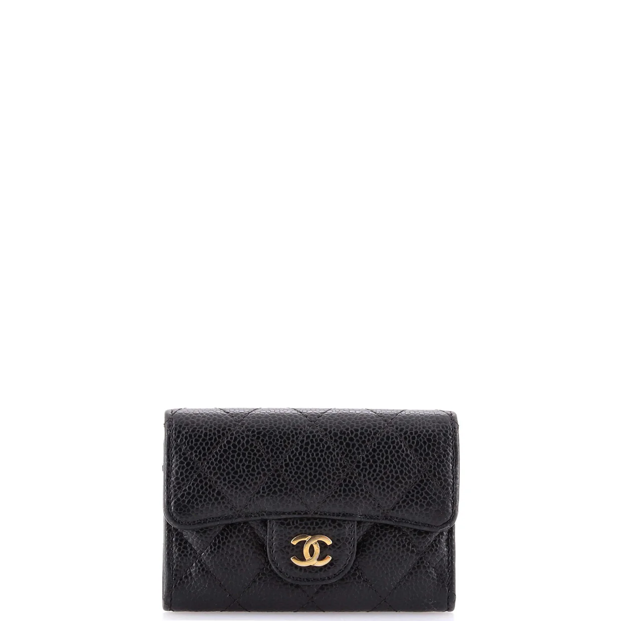 Classic Flap Card Case Quilted Caviar - Deep Luxury