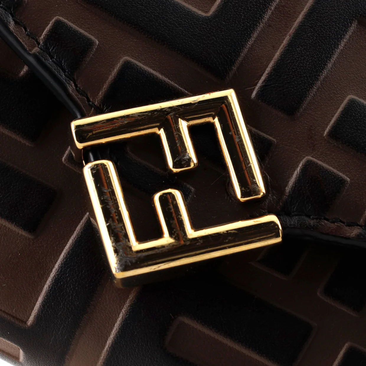 F is Fendi Continental Chain Wallet Zucca Embossed Leather - Deep Luxury