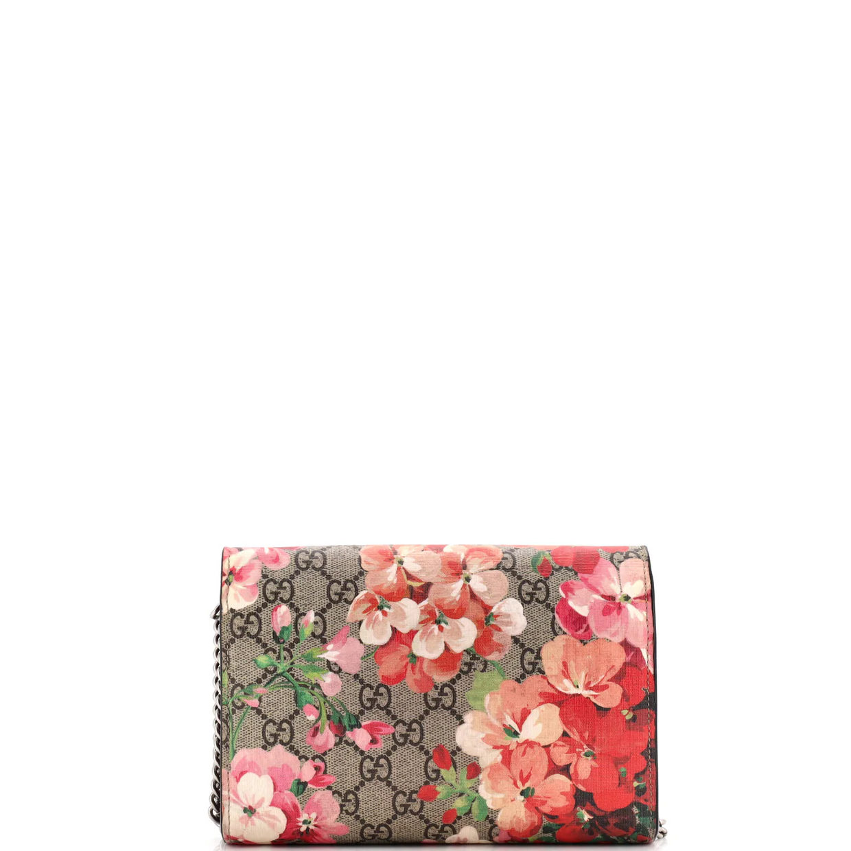Dionysus Chain Wallet Blooms Print GG Coated Canvas Small - Deep Luxury