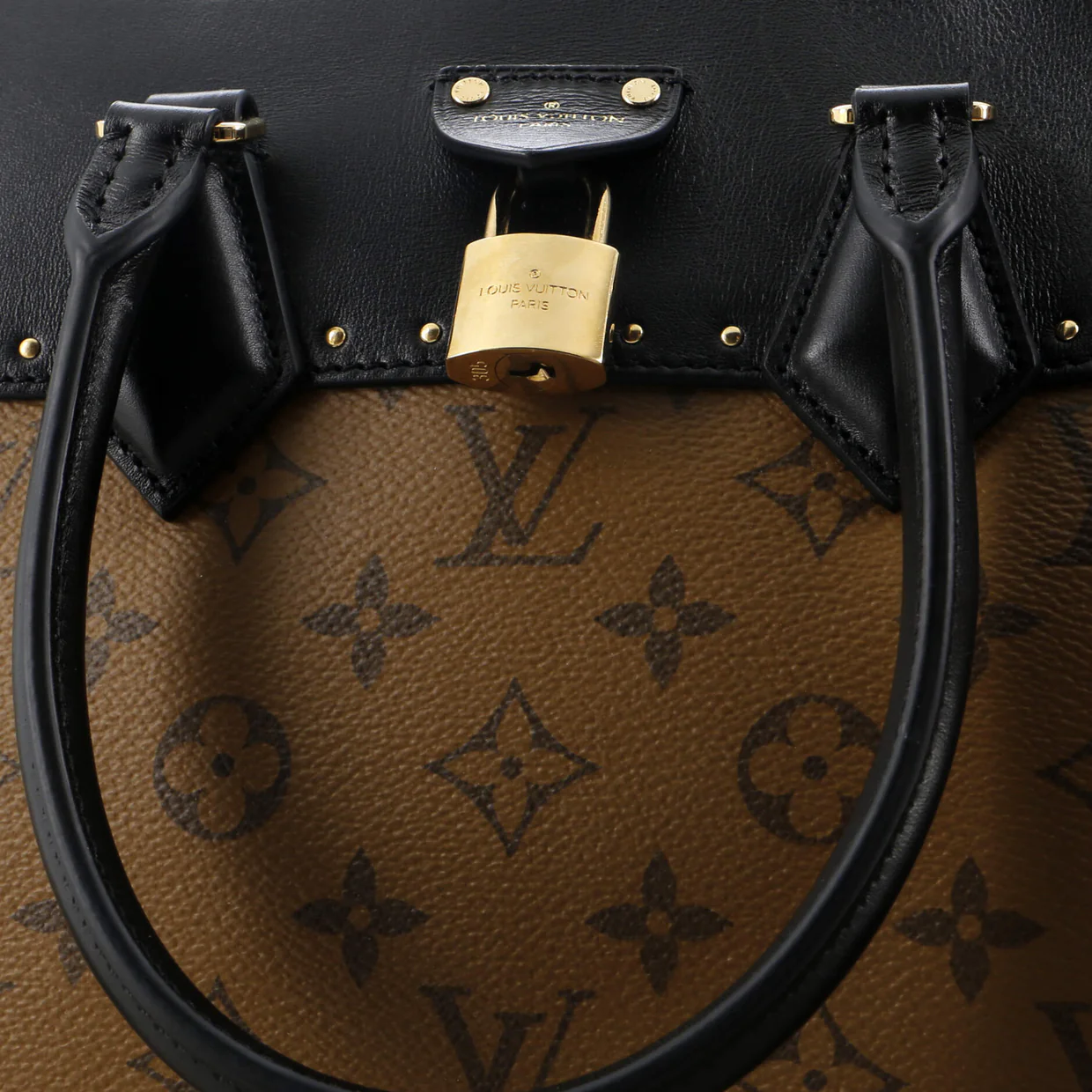 City Malle Handbag Reverse Monogram Canvas and Leather MM - Deep Luxury