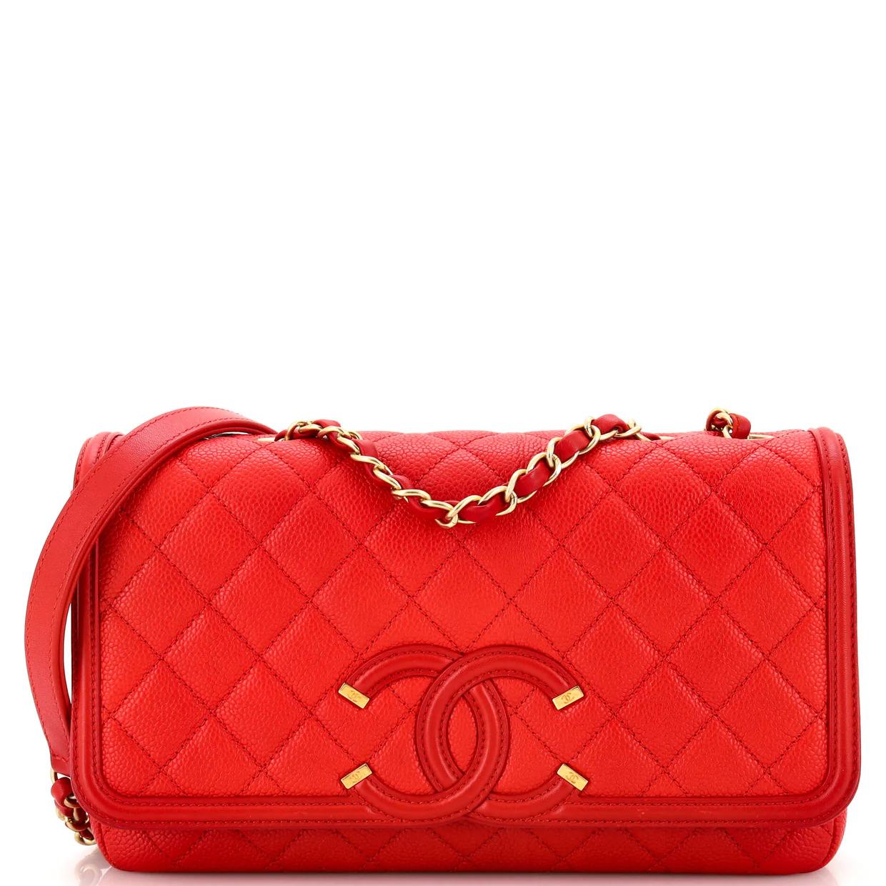 Filigree Flap Bag Quilted Caviar Medium - Deep Luxury