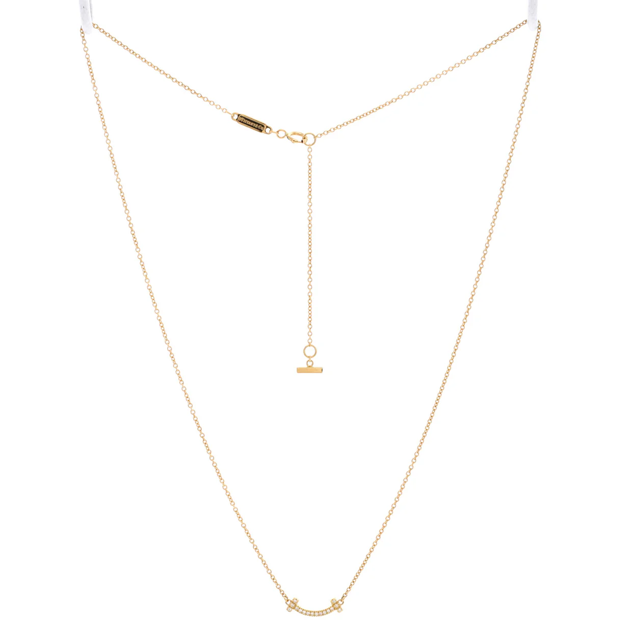 T Smile Pendant Necklace 18K Yellow Gold with Diamonds Mini - Deep Luxury