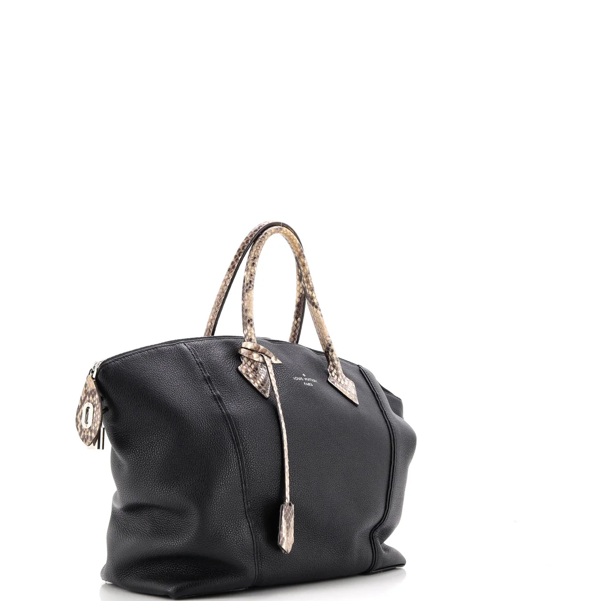 Soft Lockit Handbag Leather with Python MM - Deep Luxury