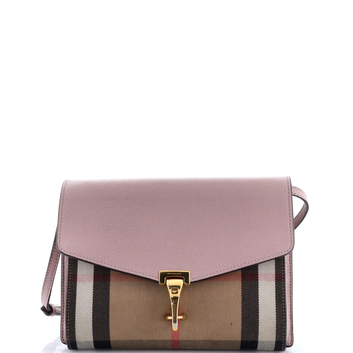 Macken Crossbody Bag Leather and House Check Canvas Small - Deep Luxury