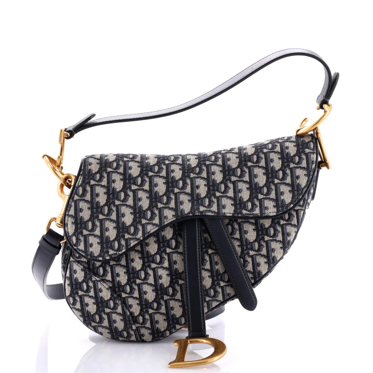 Saddle Handbag with Strap Oblique Canvas Medium - Deep Luxury