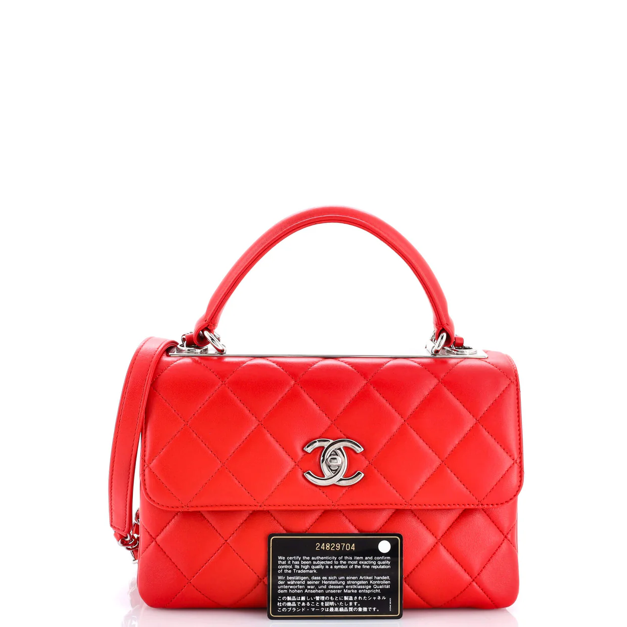 Trendy CC Top Handle Bag Quilted Lambskin Small - Deep Luxury