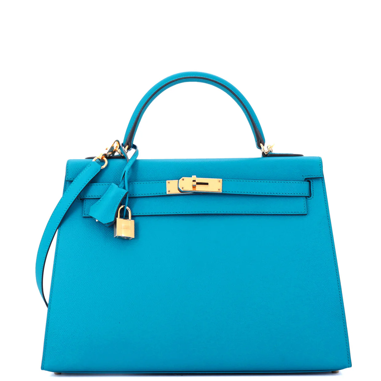 Kelly Handbag Bleu Zanzibar Epsom with Gold Hardware 32 - Deep Luxury