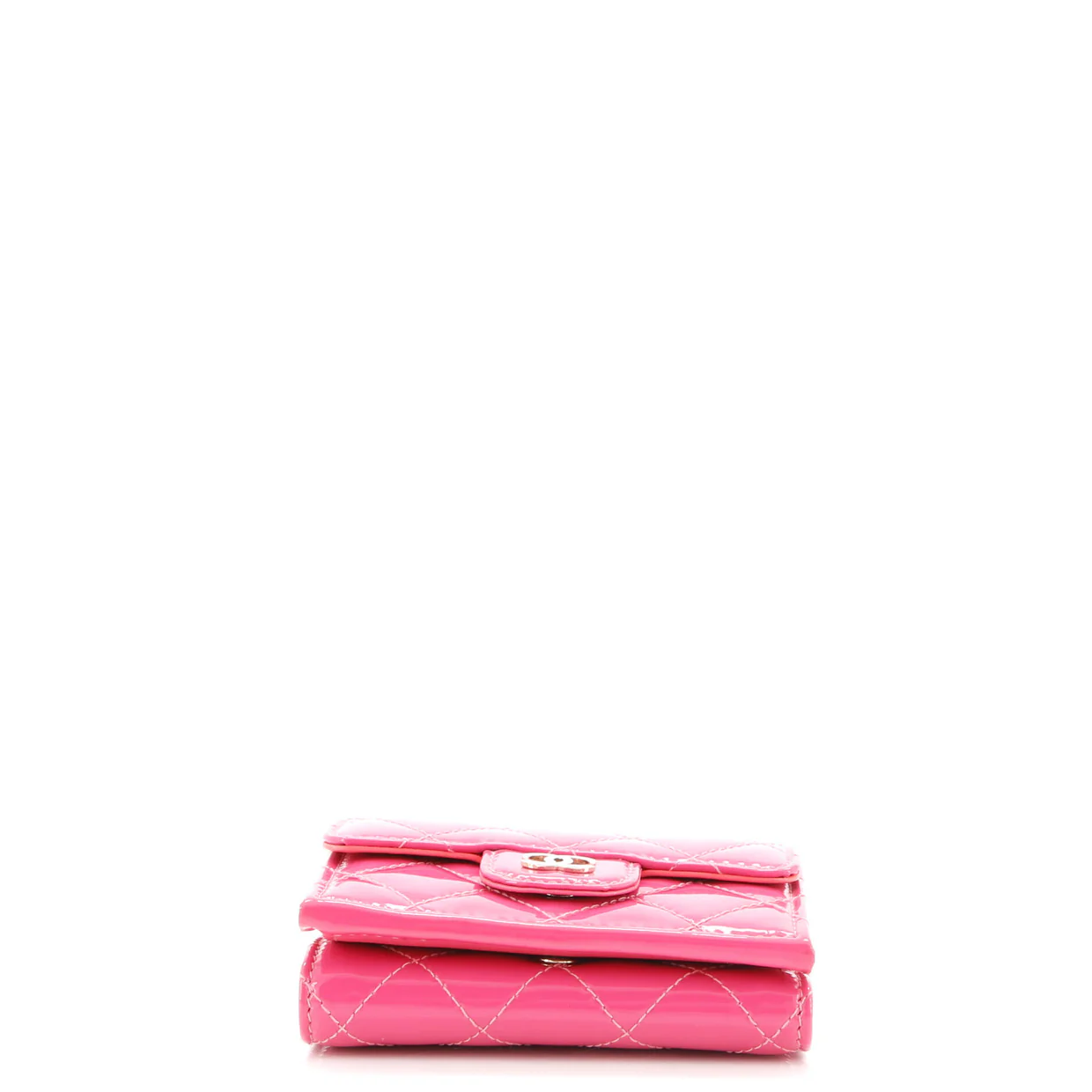 Classic Trifold Flap Wallet Quilted Patent Small - Deep Luxury