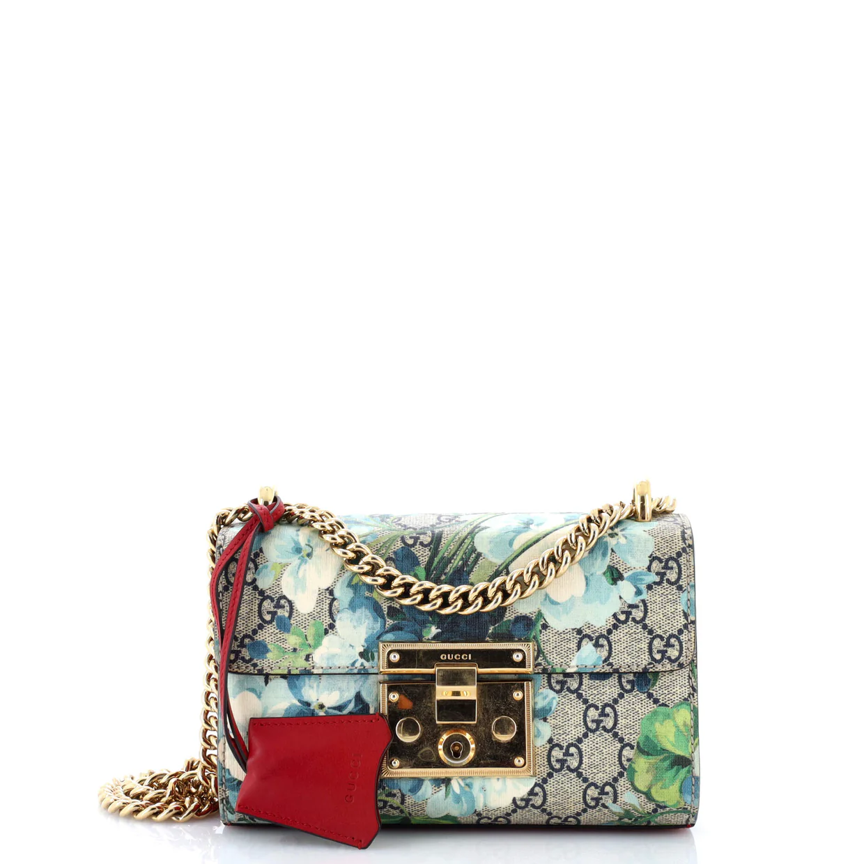 Padlock Shoulder Bag Blooms Print GG Coated Canvas Small - Deep Luxury