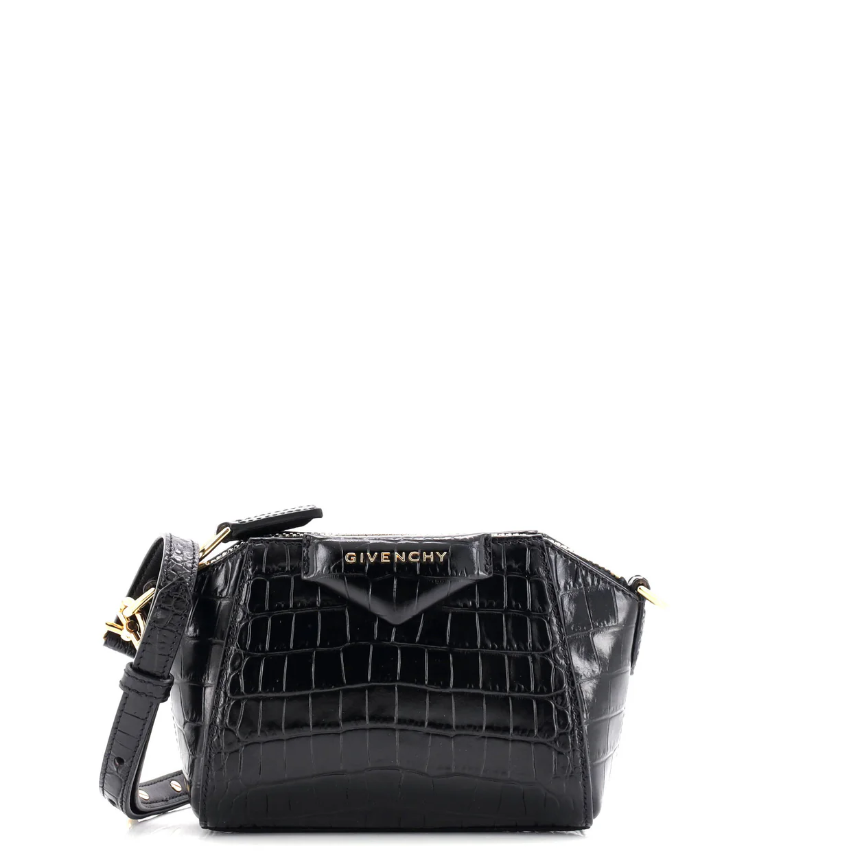 Antigona Crossbody Bag Crocodile Embossed Leather Nano - Deep Luxury