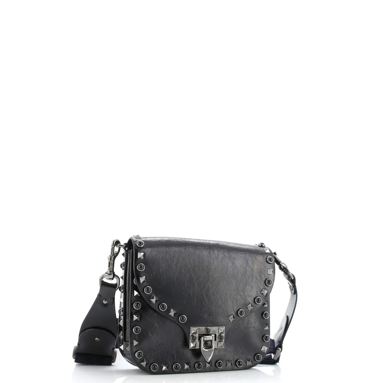 Rolling Rockstud Crossbody Bag Leather with Cabochons Small - Deep Luxury