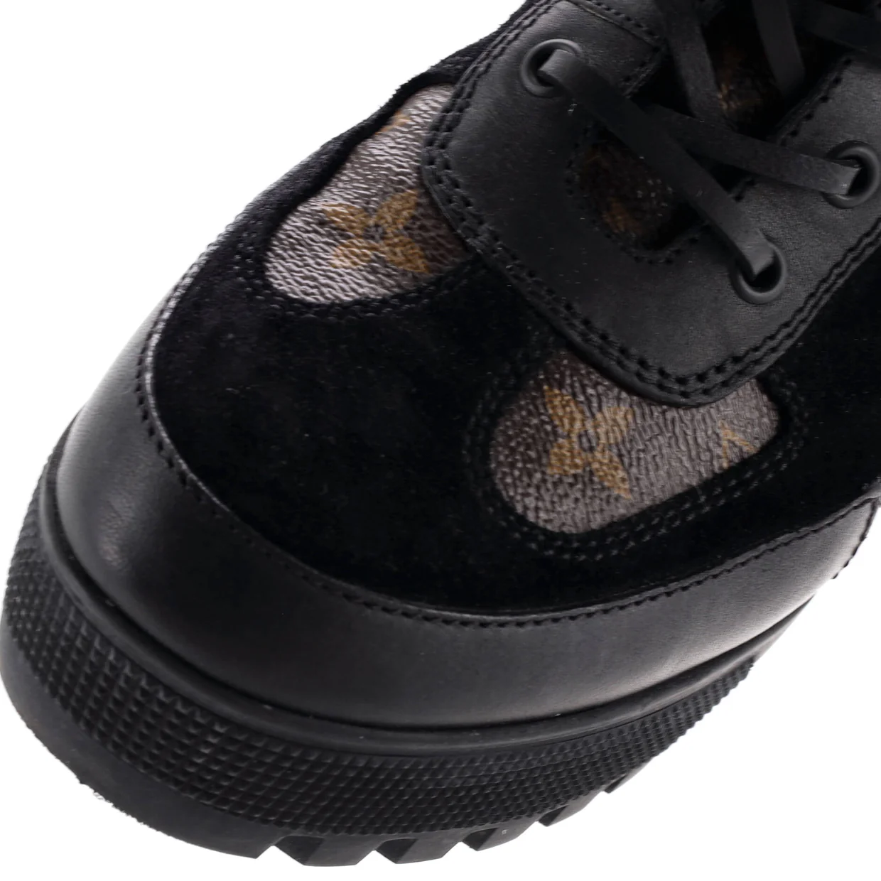 Women's Laureate Platform Desert Boots Suede with Monogram Canvas - Deep Luxury